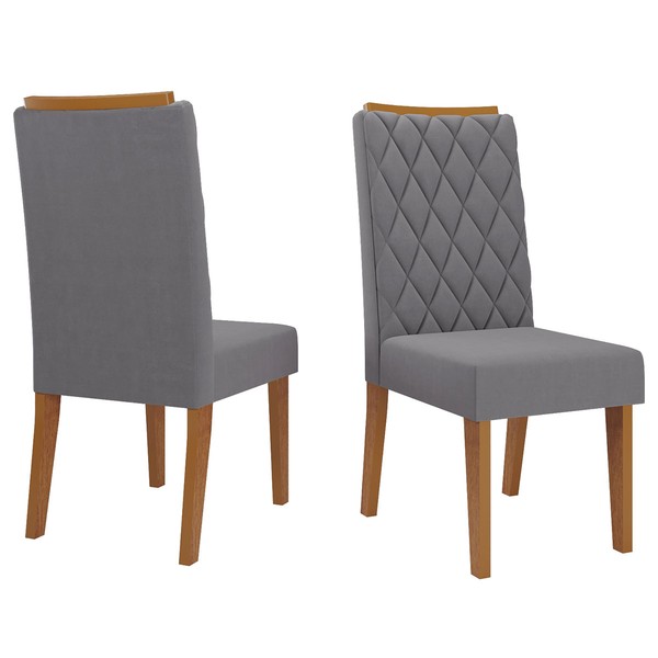 Kit 2 Cadeiras Crystal Mel/Veludo Cinza - Viero Móveis