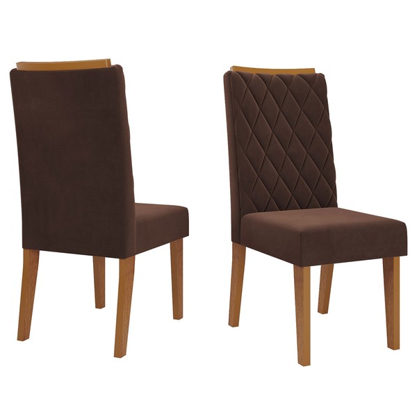 Kit 2 Cadeiras Crystal Mel/Veludo Bombom - Viero Móveis