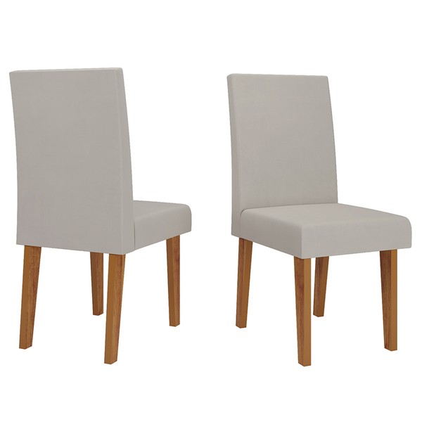 Kit 2 Cadeiras Ametista Mel/Veludo Marfim - Viero Móveis