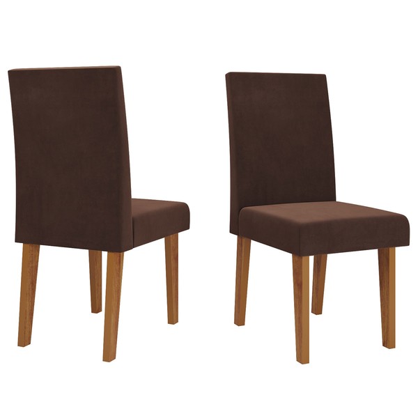 Kit 2 Cadeiras Ametista Mel/Veludo Bombom - Viero Móveis