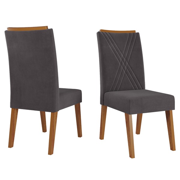 Kit 2 Cadeiras Montreal Veludo Grafite - Viero Móveis