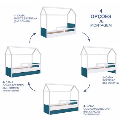 Cama Infantil Bicama Soninho Branco/Azul - Panorama Móveis