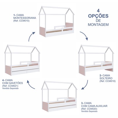 Cama Infantil Bicama Soninho Branco/Rosa - Panorama Móveis