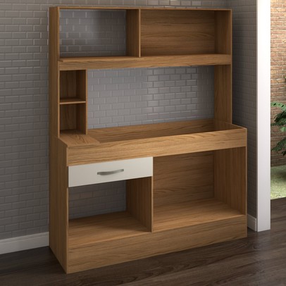 Cozinha Compacta São Paulo 4 Portas 1 Gaveta Cinamomo/Off White - Panorama Móveis