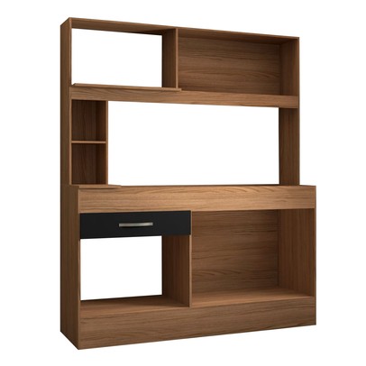 Cozinha Compacta São Paulo 4 Portas 1 Gaveta Cinamomo/Preto - Panorama Móveis