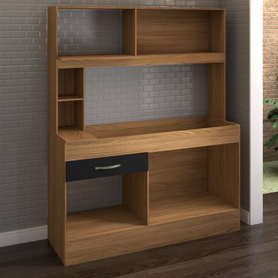 Cozinha Compacta São Paulo 4 Portas 1 Gaveta Cinamomo/Preto - Panorama Móveis