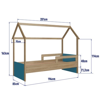 Cama Infantil Montessoriana Soninho Oak/Azul - Panorama Móveis