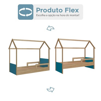 Cama Infantil Montessoriana Soninho Oak/Azul - Panorama Móveis