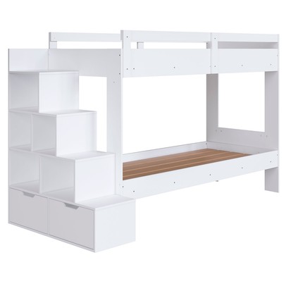 Beliche Infantil 2 Gavetas com Escada Playground Branco - Panorama Móveis