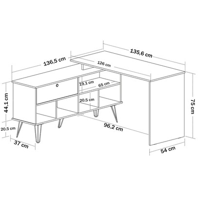 Mesa Escrivaninha Dubai 1 Porta Carvalho/Branco - Artany