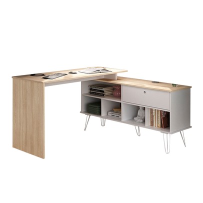 Mesa Escrivaninha Dubai 1 Porta Carvalho/Branco - Artany