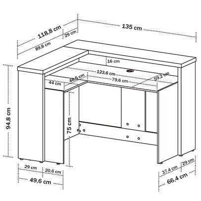 Armário para Escritório Atendimento Nogal/Preto Y37 - Artany Móveis