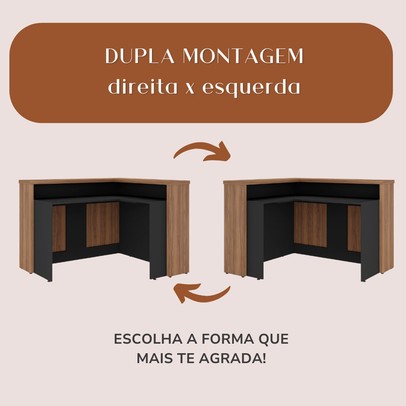 Armário para Escritório Atendimento Nogal/Preto Y37 - Artany Móveis