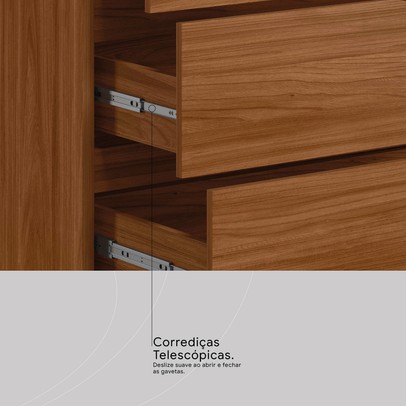 Guarda-Roupa Casal Belga 2 Portas 3 Gavetas com Espelho Nogueira Touch/Preto Prime Tx - Demóbile