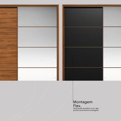 Guarda-Roupa Casal Belga 2 Portas 3 Gavetas com Espelho Nogueira Touch/Preto Prime Tx - Demóbile