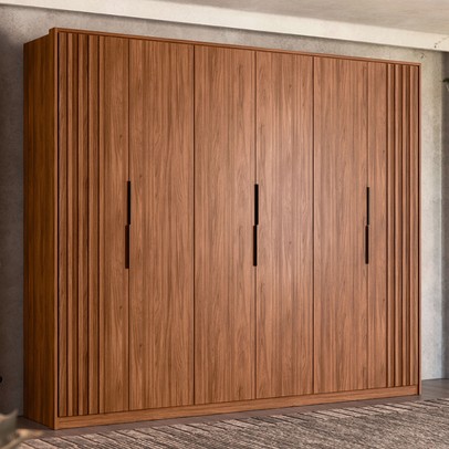 Guarda-Roupa Casal Atrice 6 Portas 6 Gavetas Nogueira Touch - Demóbile