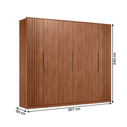 Guarda-Roupa Casal Atrice 6 Portas 6 Gavetas Nogueira Touch - Demóbile