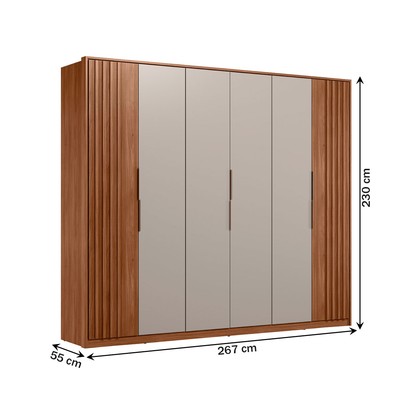 Guarda-Roupa Casal Atrice 6 Portas 6 Gavetas Nogueira Touch/Nude Prime Tx - Demóbile