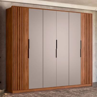 Guarda-Roupa Casal Atrice 6 Portas 6 Gavetas Nogueira Touch/Nude Prime Tx - Demóbile