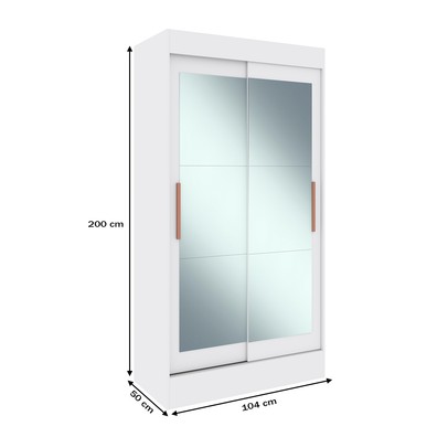 Guarda-Roupa Solteiro Barcelona 2 Portas de Correr Espelhadas 2 Gavetas Branco - Panorama Móveis