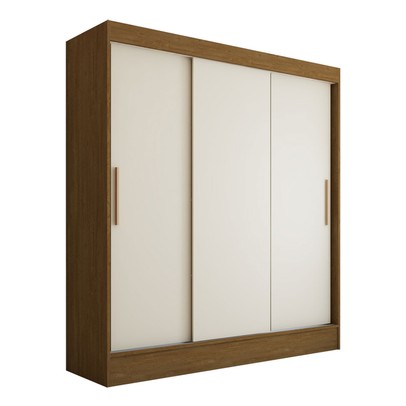 Guarda-Roupa Solteiro Atlanta 3 Portas de Correr 2 Gavetas Cinamomo/Off White - Panorama Móveis