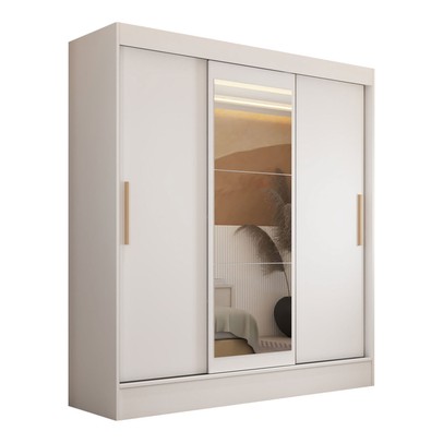 Guarda-Roupa Solteiro Dallas 3 Portas de Correr 2 Gavetas Branco - Panorama Móveis