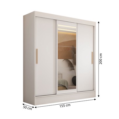 Guarda-Roupa Solteiro Dallas 3 Portas de Correr 2 Gavetas Branco - Panorama Móveis