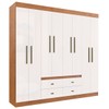 Guarda-Roupa Casal Dallas 8 Portas 4 Gavetas Castanho/Off White - Panorama Móveis