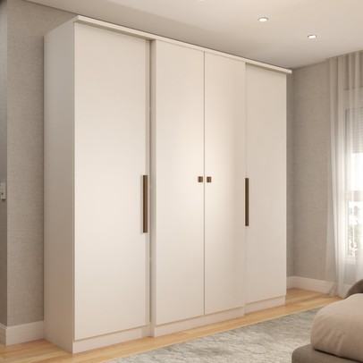 Guarda-Roupa Casal Kansas 4 Portas 2 Gavetas Branco - Panorama Móveis