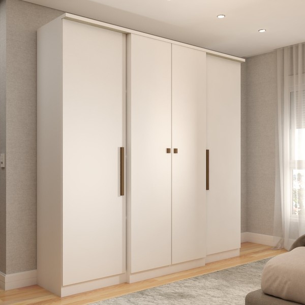 Guarda-Roupa Casal Kansas 4 Portas 2 Gavetas Branco - Panorama Móveis