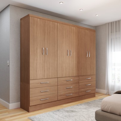 Guarda-Roupa Casal Madri 6 Portas 9 Gavetas Cinamomo - Panorama Móveis