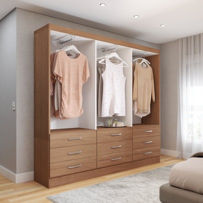 Guarda-Roupa Casal Madri 6 Portas 9 Gavetas Cinamomo - Panorama Móveis