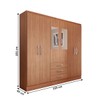 Guarda-Roupa Solteiro Vigo 6 Portas 3 Gavetas com Espelho Cinamomo - Panorama Móveis