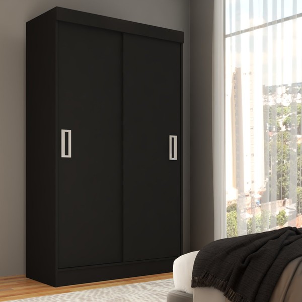 Guarda-Roupa Solteiro Cordoba 2 Portas de Correr Preto - Panorama Móveis