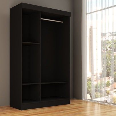 Guarda-Roupa Solteiro Cordoba 2 Portas de Correr Preto - Panorama Móveis