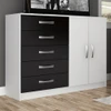 Cômoda Florença 2 Portas 5 Gavetas Preto/Branco - Panorama Móveis