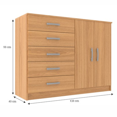 Cômoda Tulum 2 Portas 5 Gavetas Cinamomo - Panorama Móveis