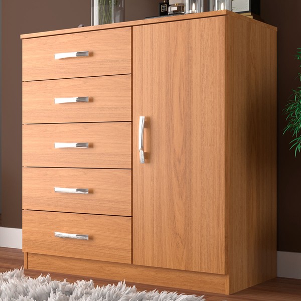 Cômoda Napoles 1 Porta 5 Gavetas Cinamomo - Panorama Móveis