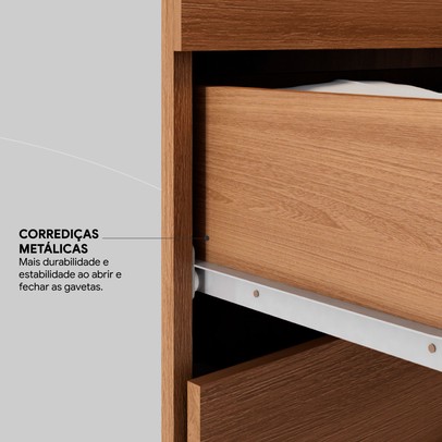 Guarda-Roupa Casal Moema 3 Portas 2 Gavetas Flex com Espelho Amêndola Nude/Preto Prime Tx - Demóbile