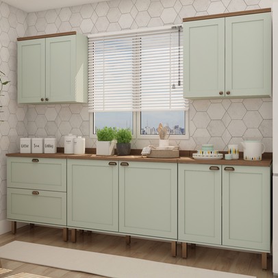 Cozinha Completa Filadélfia 9 Portas 1 Gaveta Menta - Panorama Móveis