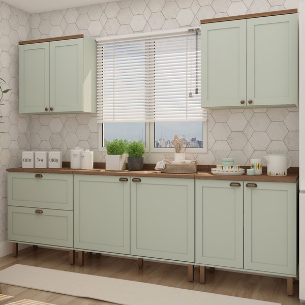 Cozinha Completa Filadélfia 9 Portas 1 Gaveta Menta - Panorama Móveis