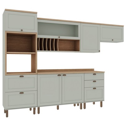 Cozinha Completa Filadélfia 7 Portas 4 Gavetas Menta - Panorama Móveis