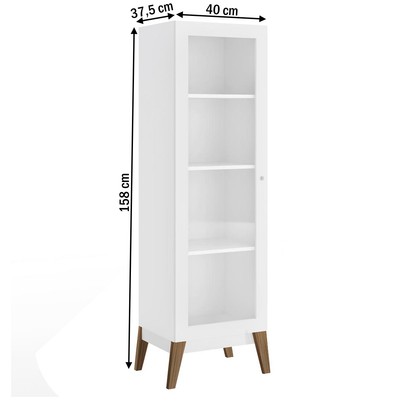 Cristaleira Retrô 1 Porta de Vidro Branco - Panorama Móveis