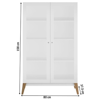 Cristaleira Retrô 2 Portas de Vidro Branco - Panorama Móveis