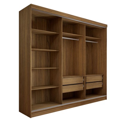 Guarda-Roupa de Casal Miami 5 Portas 4 Gavetas com Espelho Carvalho/Macadamia - Panorama Móveis