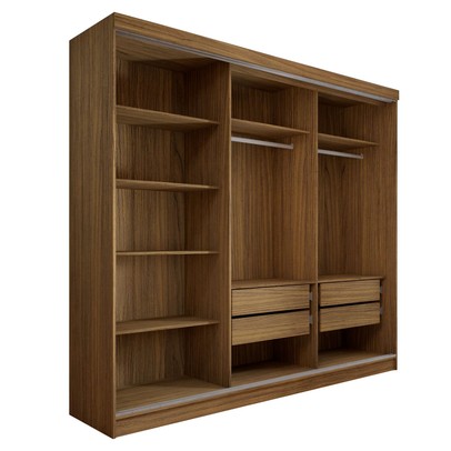 Guarda-Roupa de Casal Miami 5 Portas 4 Gavetas com Espelho Carvalho/Verde - Panorama Móveis