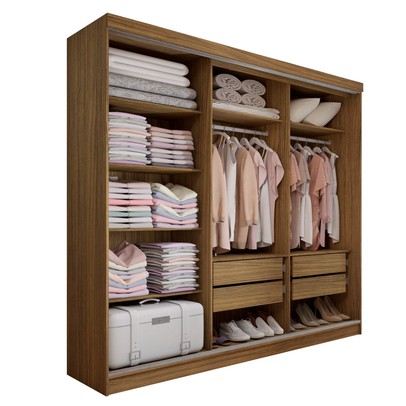 Guarda-Roupa de Casal Miami 5 Portas 4 Gavetas com Espelho Carvalho/Verde - Panorama Móveis