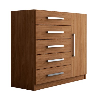 Cômoda 5 Gavetas 1 Porta Corais Cinamomo - Pnr Móveis