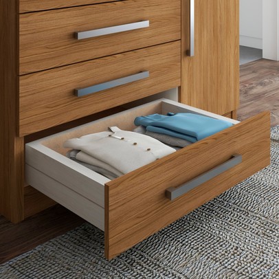 Cômoda 5 Gavetas 1 Porta Corais Cinamomo - Pnr Móveis