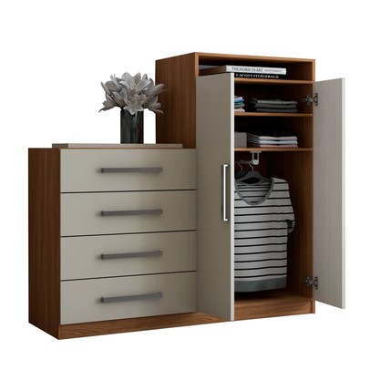 Cômoda Paris 2 Portas 4 Gavetas Cinamomo/Off White - Panorama Móveis